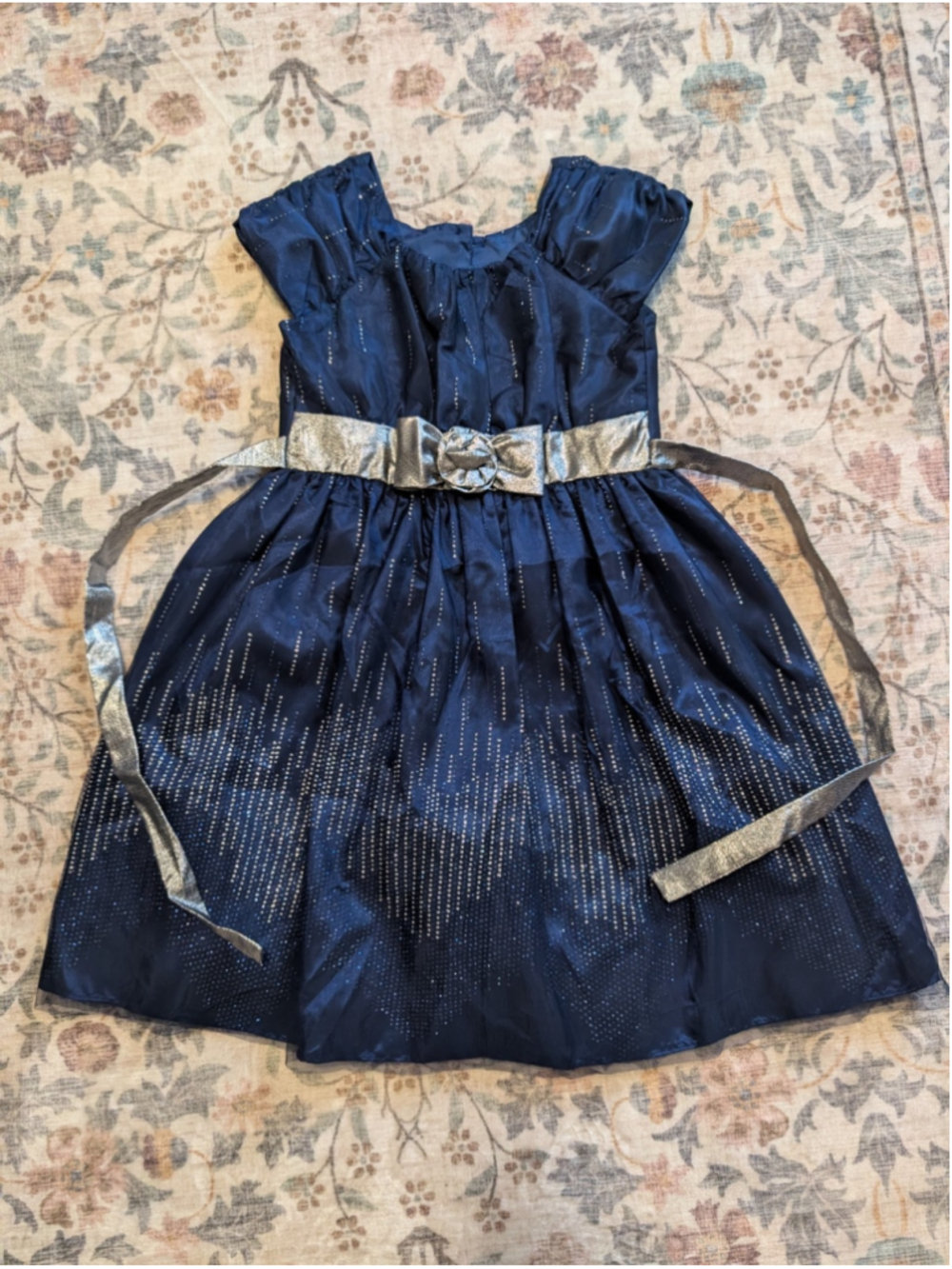 Girls Party Formal Navy Blue Glitter Dress Size 12, Fits Like 10 Jona Michelle